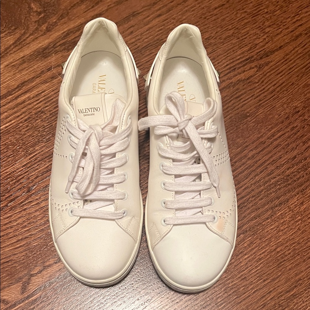 Valentino all white athletic shoes